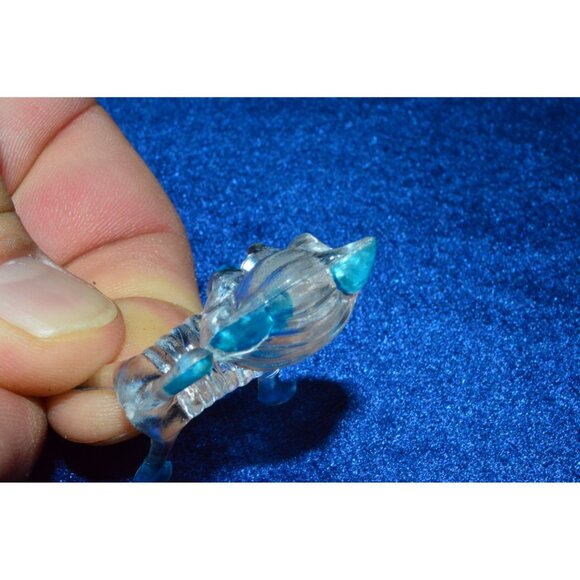 Vintage Plastic Cat Figure Miniature Lucite Clear Blue Acrylic Trinket Hong Kong - Picture 5 of 10